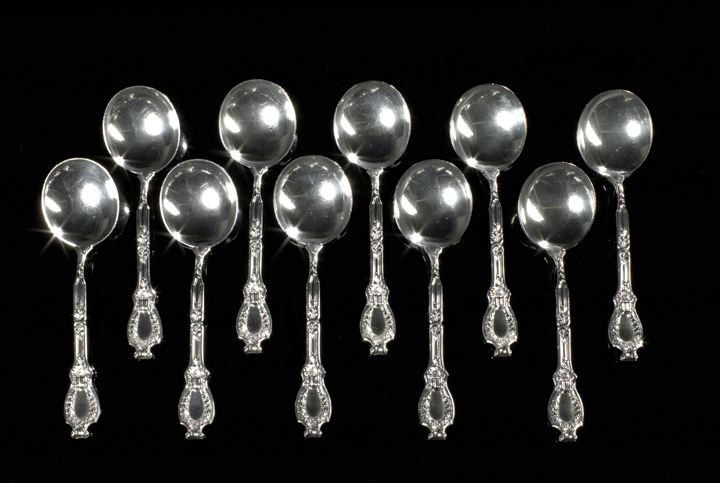 Appraisal: Ten Du Barry -Pattern Sterling Silver Gumbo Spoons the pattern