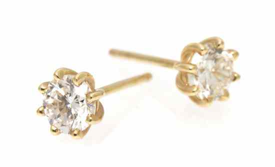 Appraisal: A Pair of Karat Yellow Gold and Diamond Stud Earrings