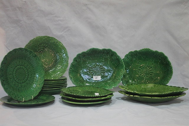 Appraisal: A COLLECTION OF WEDGWOOD AND OTHER GREEN POTTERY LEAF PLATES