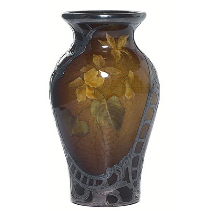 Appraisal: Rare Owens Utopian vase shouldered form in a brown glaze