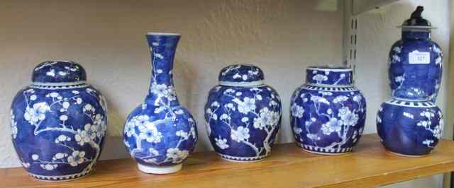 Appraisal: A COLLECTION OF FOUR CHINESE BLUE AND WHITE GINGER JARS