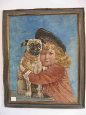 Appraisal: Oil of Buster Brown with Dog on canvas image area