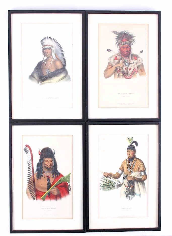 Appraisal: Mckenney Hall Hand Tinted Indian Lithographs Included for sale in