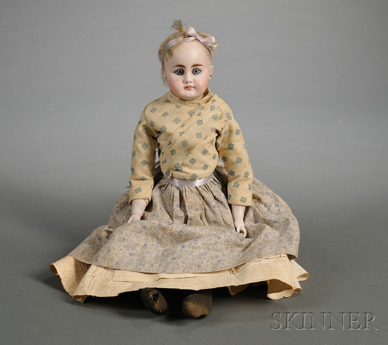 Appraisal: Two Bisque Shoulder Head Dolls Germany late th century blue