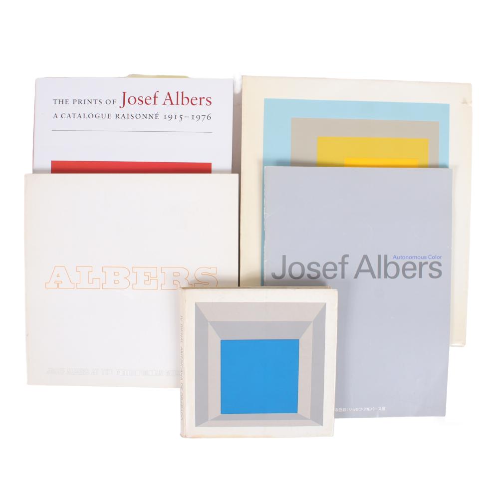 Appraisal: JOSEF ALBERS FIVE ARTIST MONOGRAPH BOOKS CATALOGUE RAISONNE EXHIBITION CATALOGS