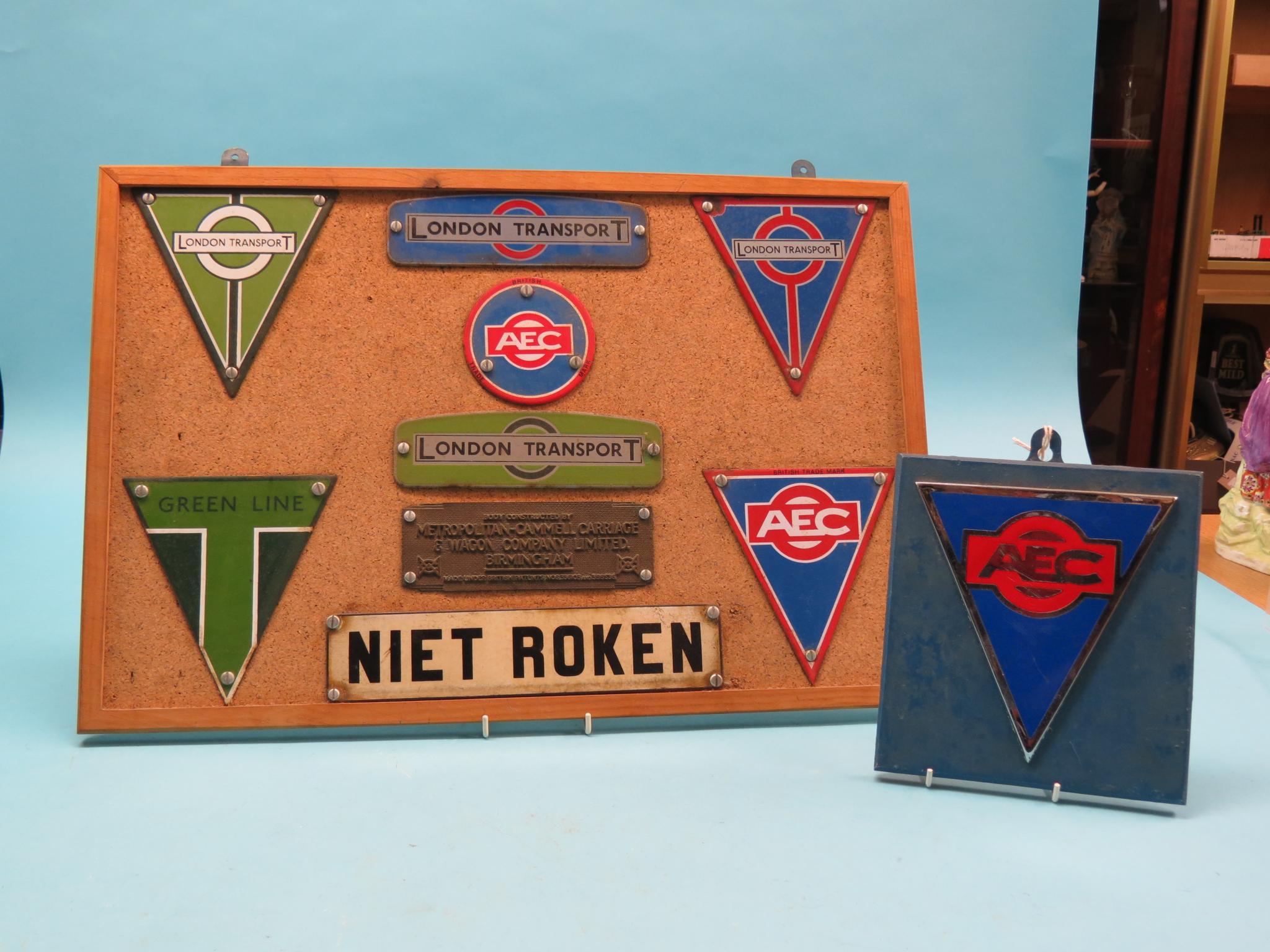 Appraisal: London Transport enamel badges ten total framed