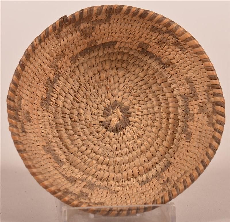 Appraisal: Antique Pima Indian Two Color Coil Basket Antique Pima Indian