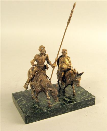 Appraisal: Continental silvered bronze figure group don quixote and sanchez Overall