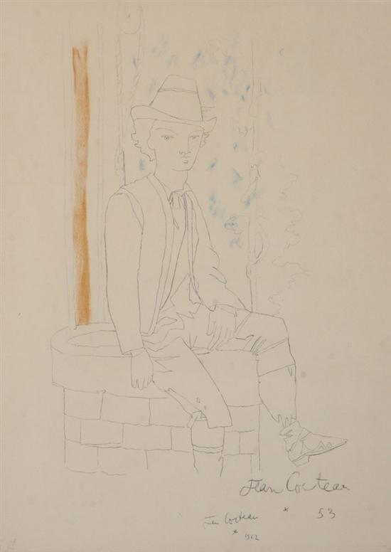 Appraisal: JEAN COCTEAU French - JENNE HOMMES AU PUITS signed and