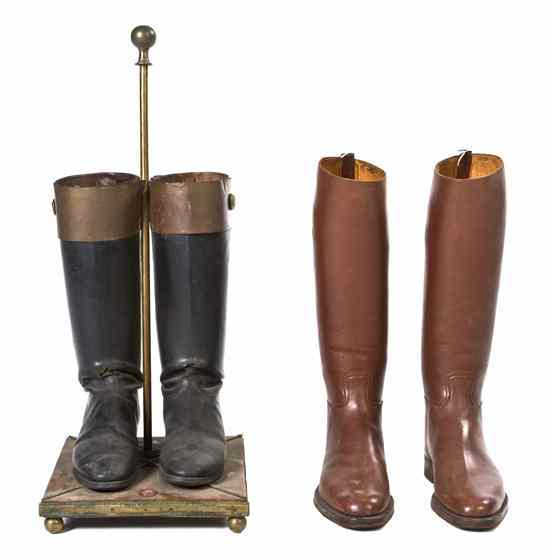 Appraisal: Two Pairs of Riding Boots one of which is mounted