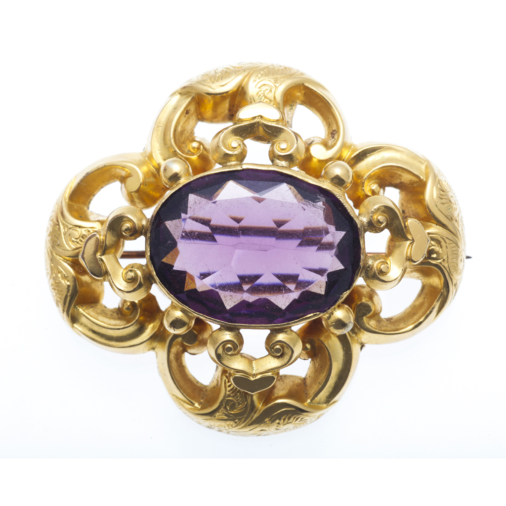 Appraisal: A late th century amethyst set brooch collet set with