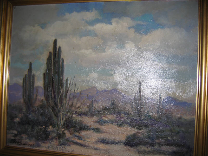 Appraisal: AMERICAN SCHOOL TH CENTURY Desert landscape with cactus oil on