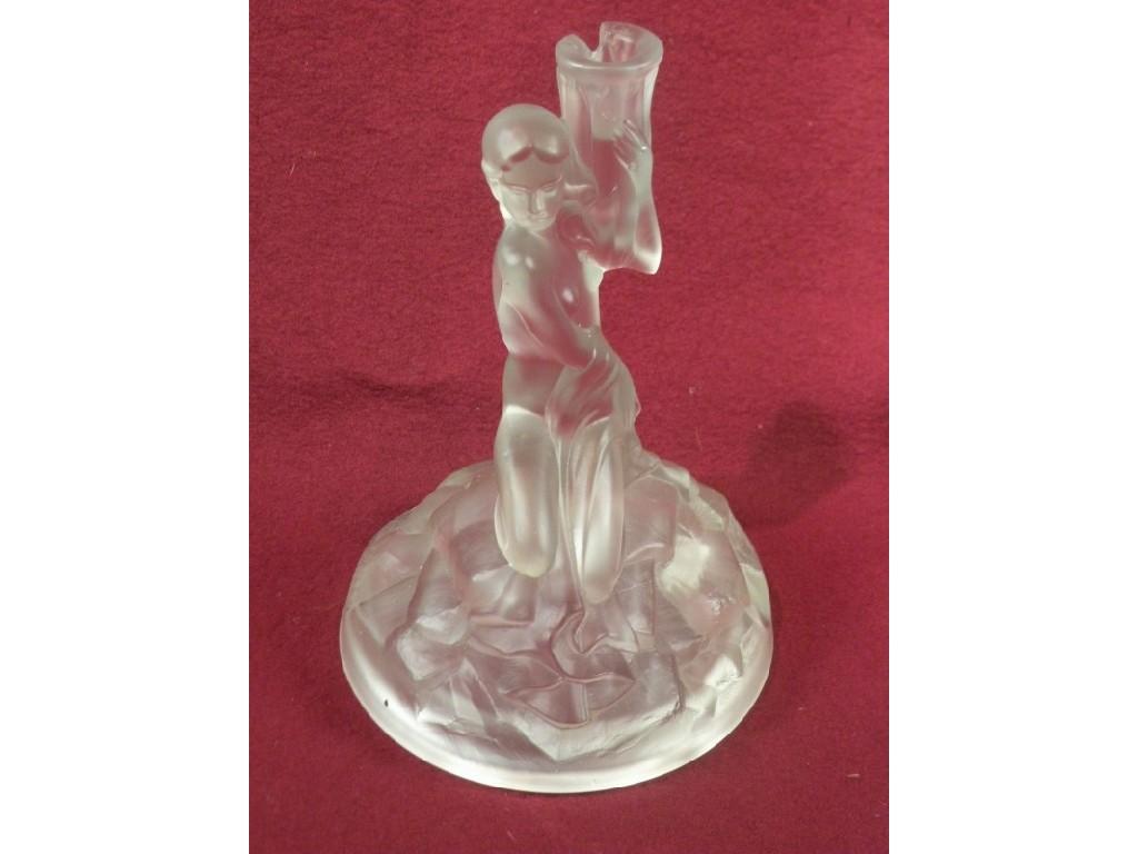 Appraisal: A 's Lalique type frosted glass lamp base in the