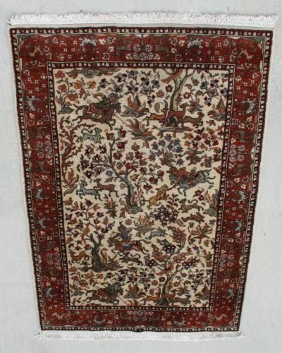 Appraisal: HAND TIED TABRIZ HUNT DESIGN ROMANIAN RUG Approx ' ''