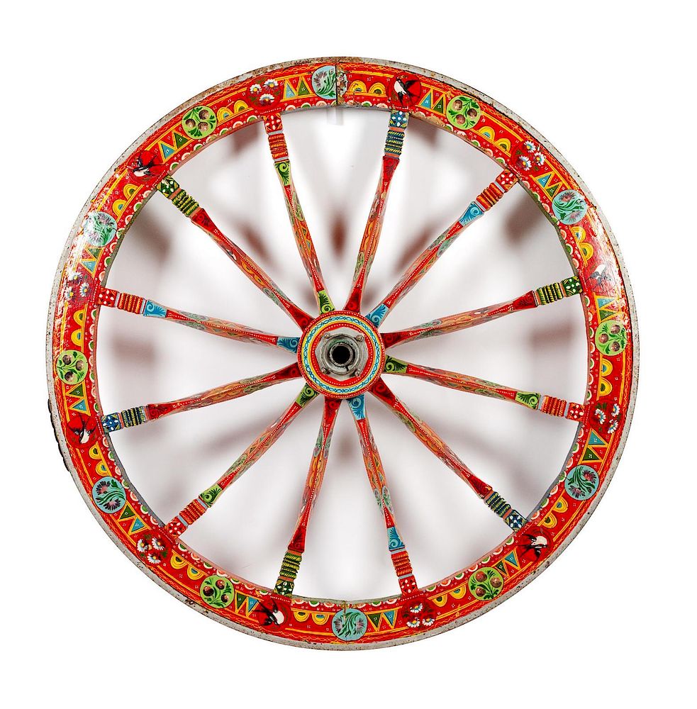 Appraisal: Painted Wagon Wheel diameter x depth inches Painted Wagon Wheel