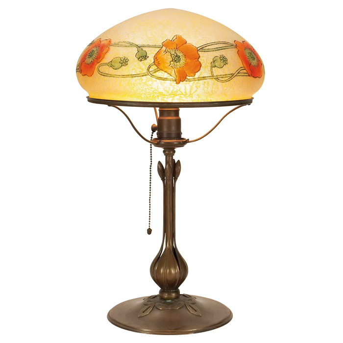 Appraisal: Handel Tam O'Shanter lamp shade with poppy motif reverse-painted on