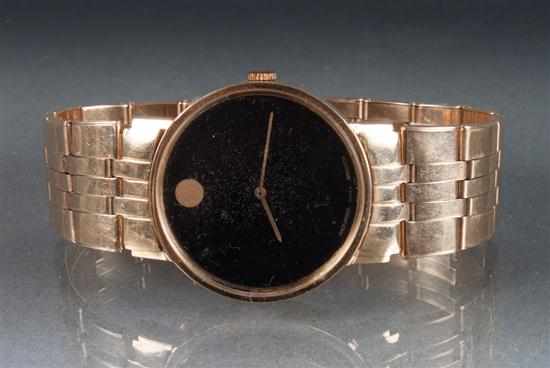 Appraisal: Movado k gold gentleman's wristwatch wristband approximately in length grams