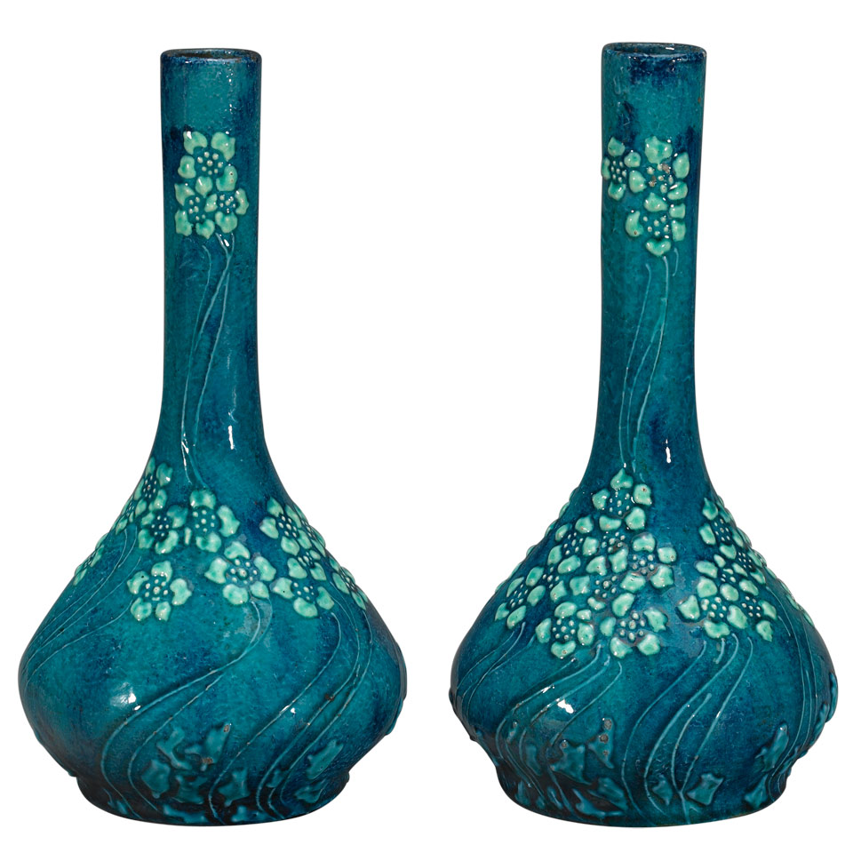 Appraisal: Pair of Wardle Sea Green Glazed Earthenware Vases for Liberty