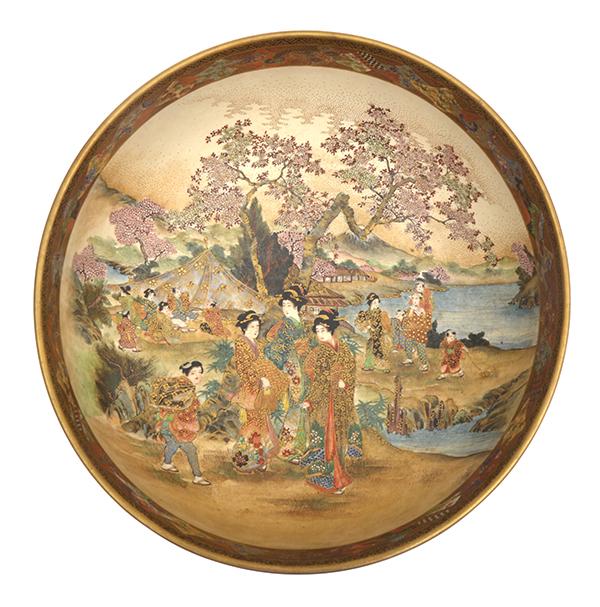 Appraisal: A LARGE SATSUMA BOWLMEIJI PERIOD SIGNED CHIKUZAN