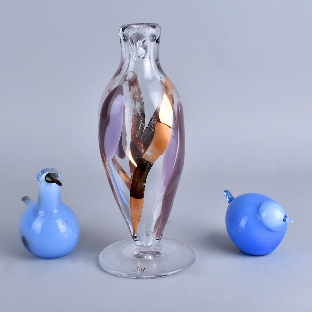 Appraisal: Art Glass Bird Lot Three Piece Scandinavian Art Glass Bird