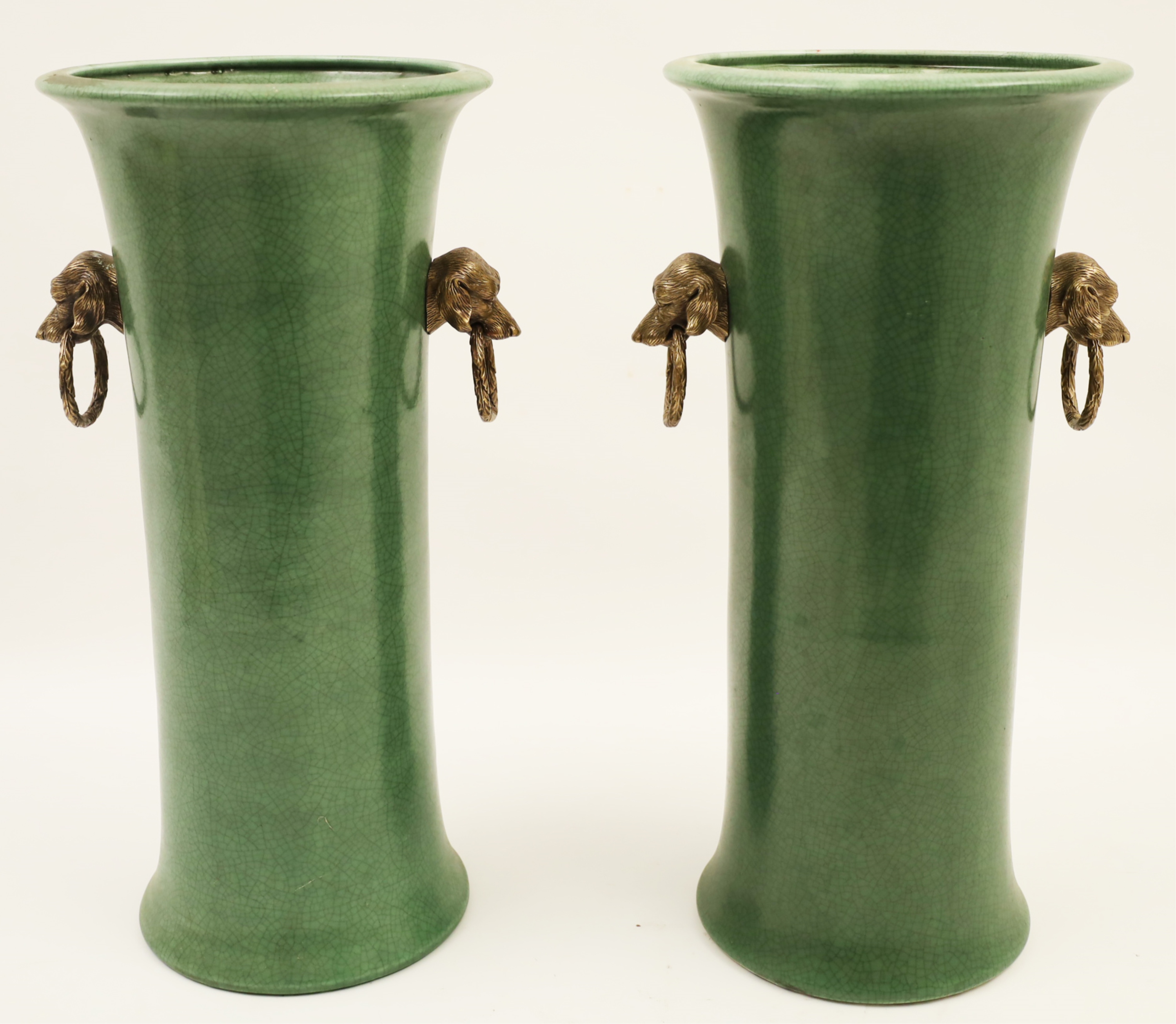 Appraisal: PAIR OF MING STYLE CELADON CERAMIC VASES Pair of Ming