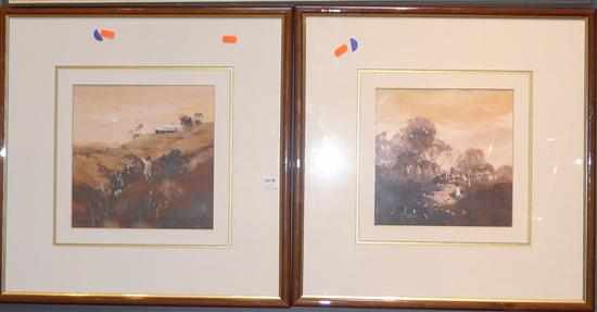 Appraisal: PAIR OF WORKS DEPICTING RURAL SCENES OIL ON CANVAS