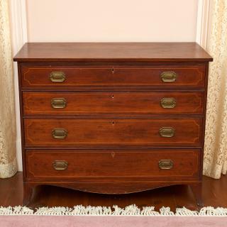 Appraisal: Federal inlaid mahogany chest of drawers Federal inlaid mahogany chest