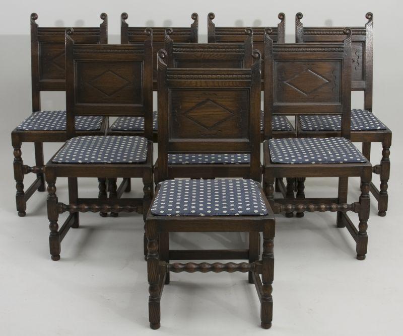 Appraisal: Set of Kensington Furniture Chairs ca s Jacobean-style side chairs