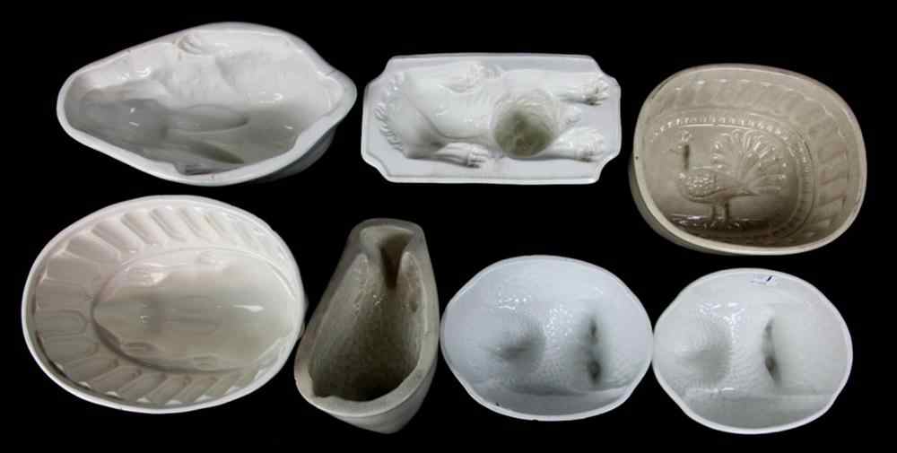 Appraisal: SEVEN CERAMIC MOLDS OF BIRDS AND ANIMALS Including two molds