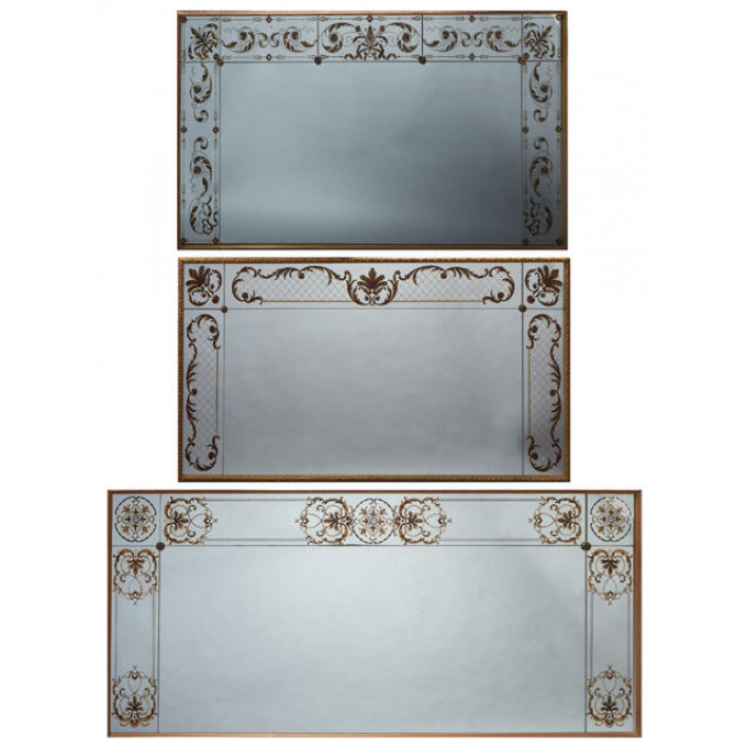 Appraisal: Group of Three Italian Style Gilt and Eglomise Overmantel Mirrors