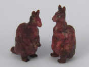 Appraisal: Two Russian rhodonite kangaroos in the manner of Faberge one