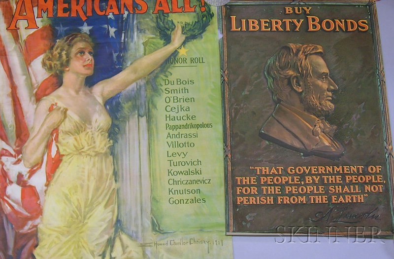 Appraisal: Eight Assorted WWI Era Posters Buy Liberty Bond Lincoln Help