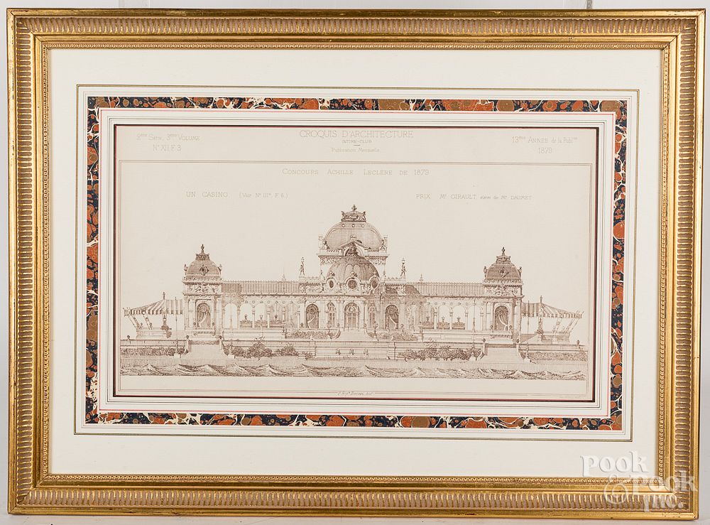 Appraisal: Three French architectural prints Three French architectural prints by Monrocq