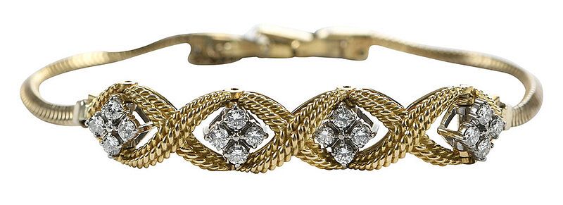 Appraisal: Diamond Bracelet round brilliant diamonds estimated total weight ct twisted