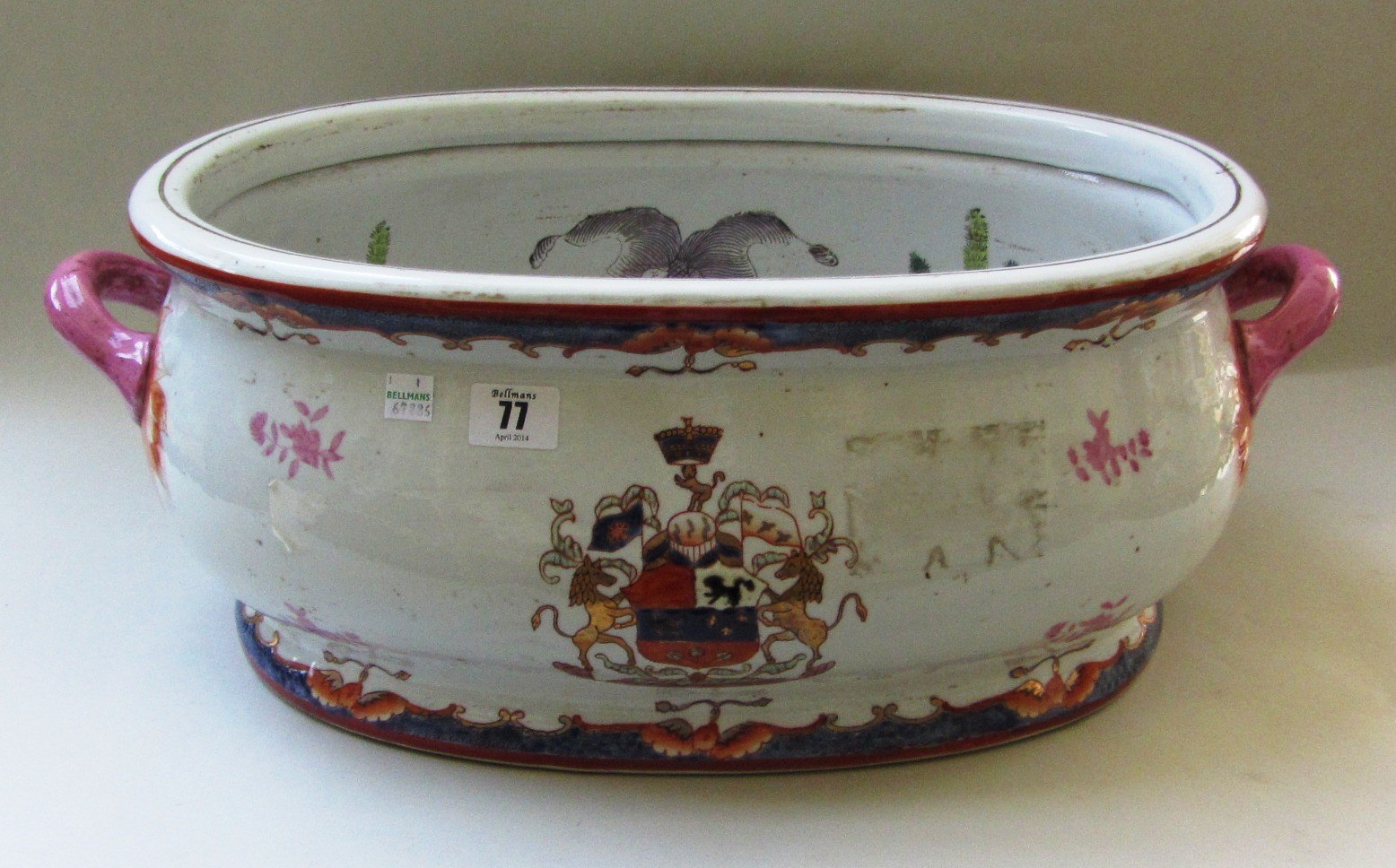 Appraisal: A modern two handled pottery footbath decorated in the Chinese