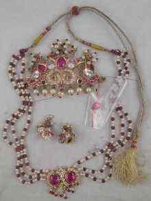 Appraisal: A suite of Indian gem and pearl set jewellery comprising