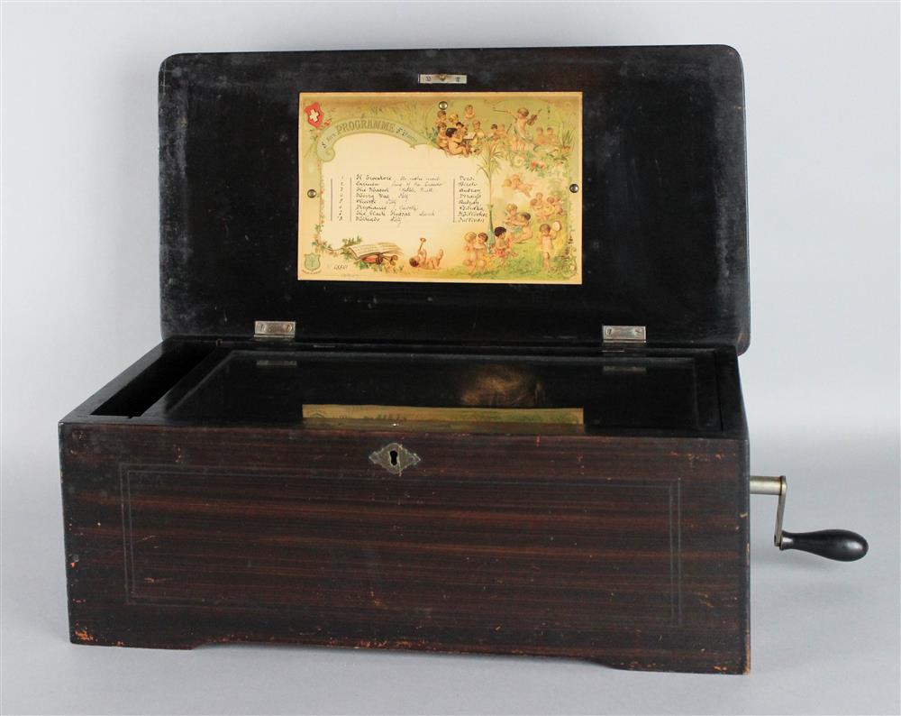 Appraisal: SWISS CYLINDER MUSIC BOX late th early th C with