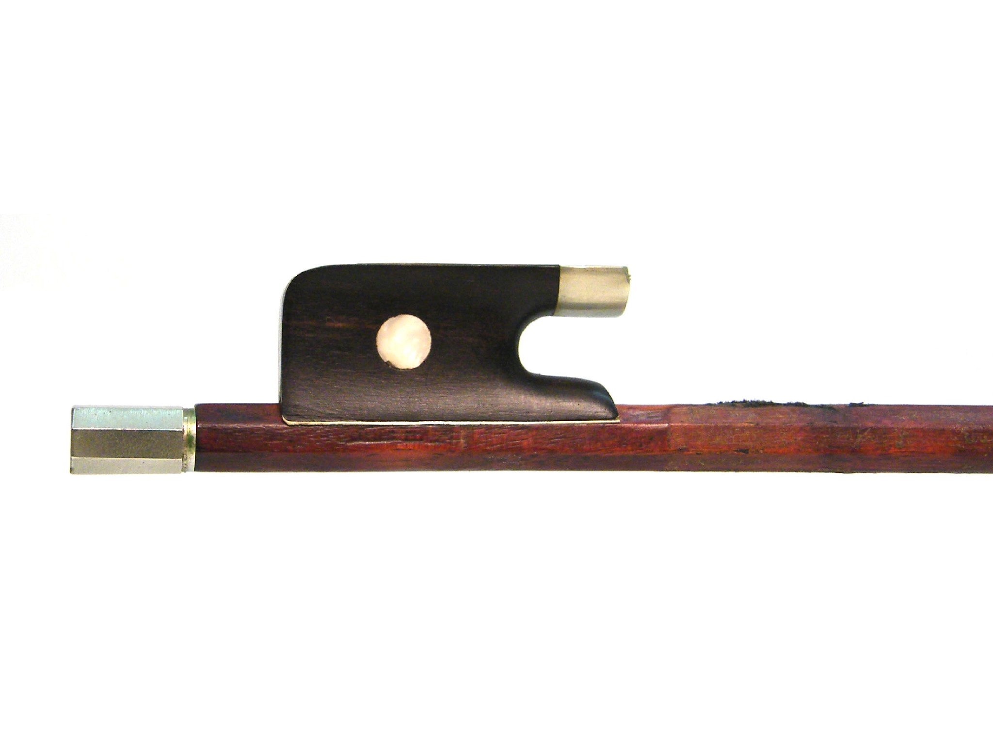 Appraisal: French nickel mounted violin bow by and stamped L Bazin