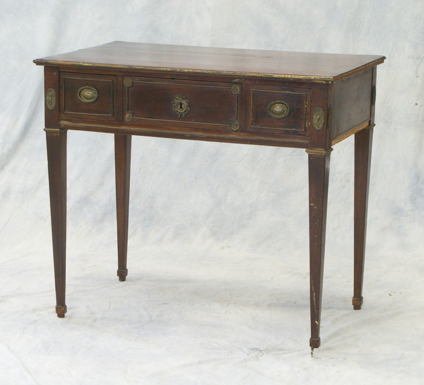 Appraisal: Regency mahogany dressing table with drawers original pulls brass beadwork