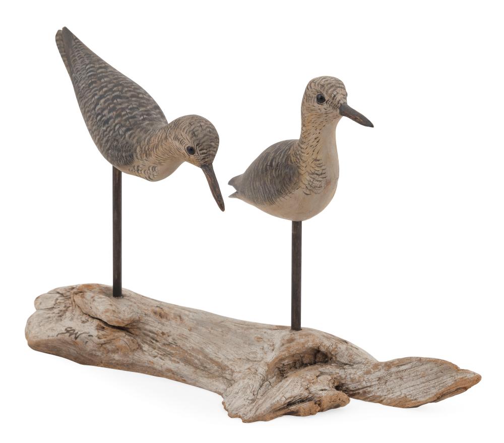 Appraisal: PAIR OF SANDERLINGS BY STEVE WEAVER Sandwich Massachusetts Contemporary Glass