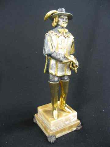 Appraisal: Bronze of a Cavalier gold silver finish onyx footed base