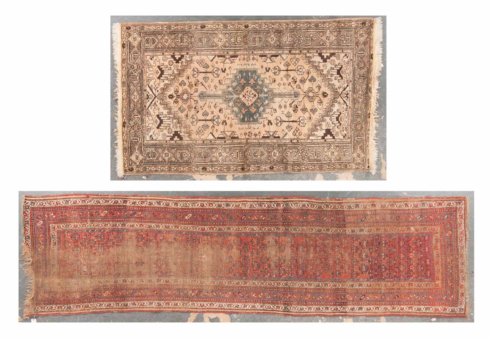 Appraisal: Two antique Persian rugs includes an antique Bijar runner approx