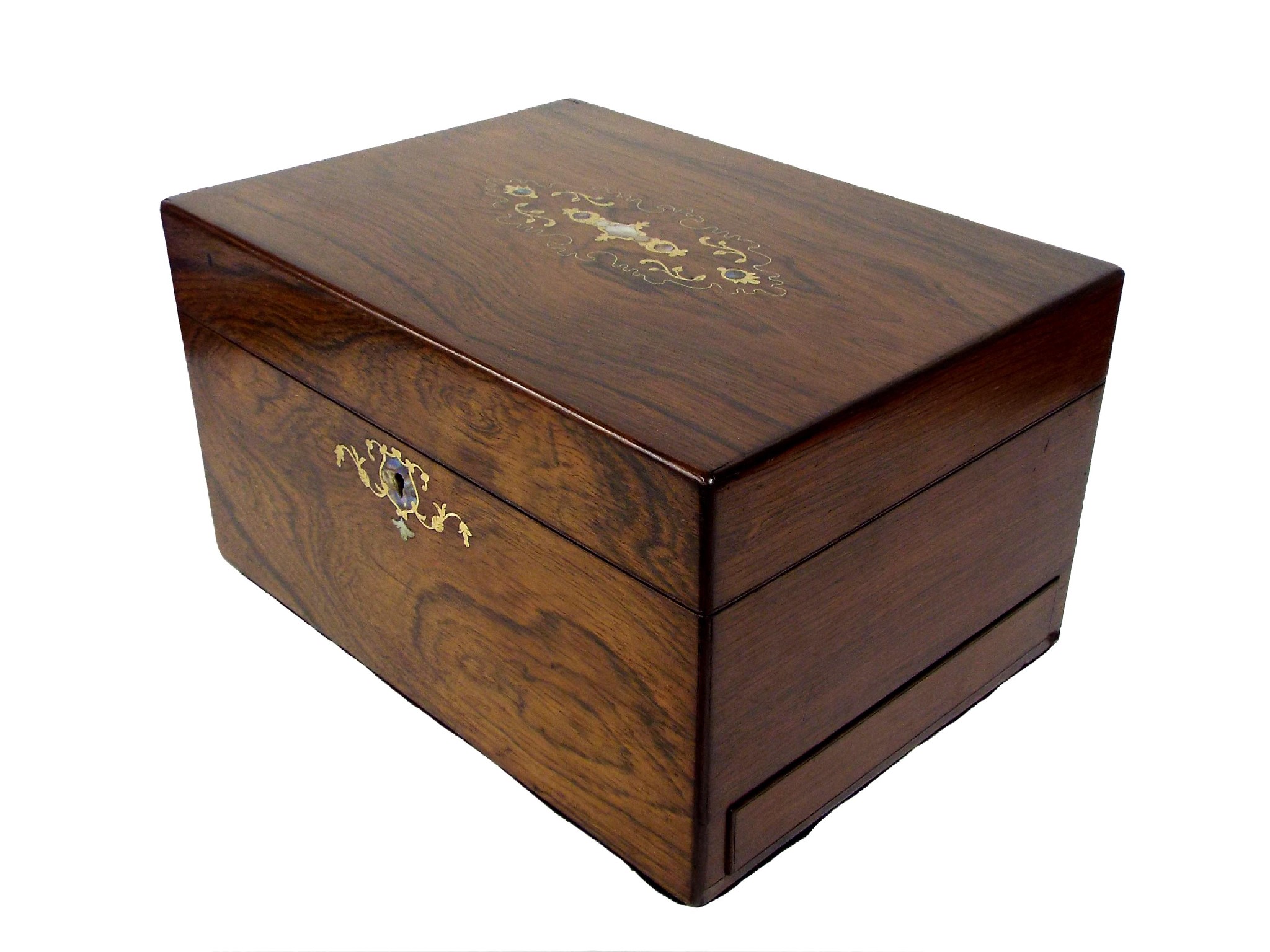 Appraisal: th century rosewood inlaid lady's vanity box the top and