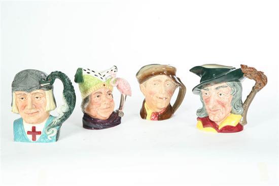 Appraisal: FOUR ROYAL DOULTON CHARACTER JUGS St George Pied Piper ''arry