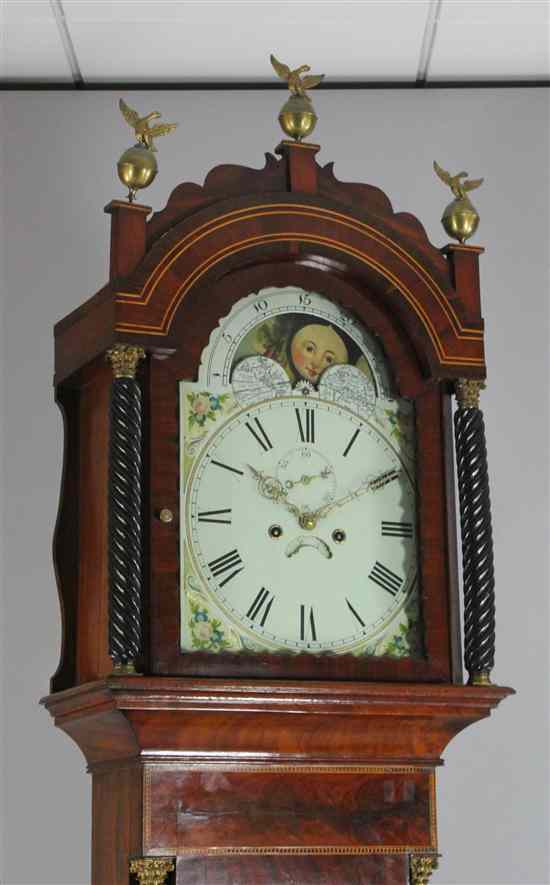 Appraisal: An early Victorian inlaid mahogany eight day longcase clock the