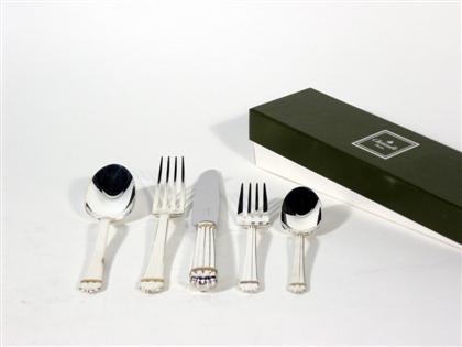 Appraisal: Partial Christofle 'Aria' pattern silver plate flatware serviceComprising dinner forks