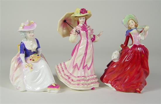 Appraisal: Three Royal Doulton Figurines high Autumn Breeze figurine with red