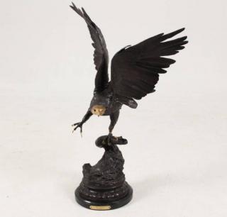 Appraisal: J MOIGNIZE BRONZE EAGLE BRONZE EAGLE WITH GILDED HEAD AND