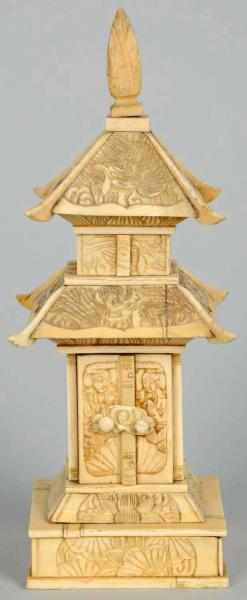 Appraisal: Carved Ivory Pagoda with Opening Doors Door opens to reveal