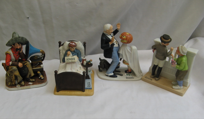 Appraisal: FOUR NORMAN ROCKWELL PAINTED BISQUE PORCELAIN FIGURES by the Danbury